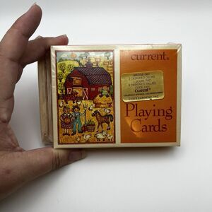 VTG NOS 1978 Current Bridge Card Set Sealed Folk Art Farm 2 Decks Score Pad